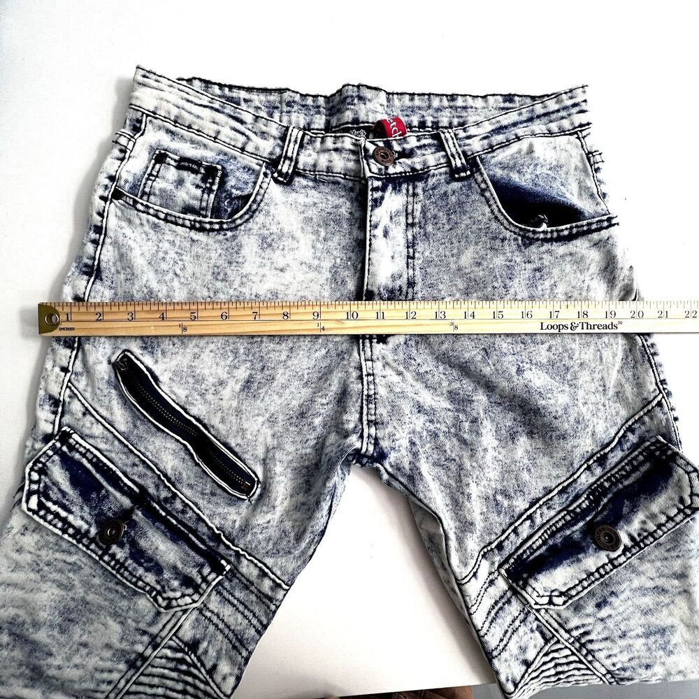 Brooklyns Best Stretch Mens Size 34x32 Skinny Blue Acid Wash Denim Jeans - Picture 5 of 9